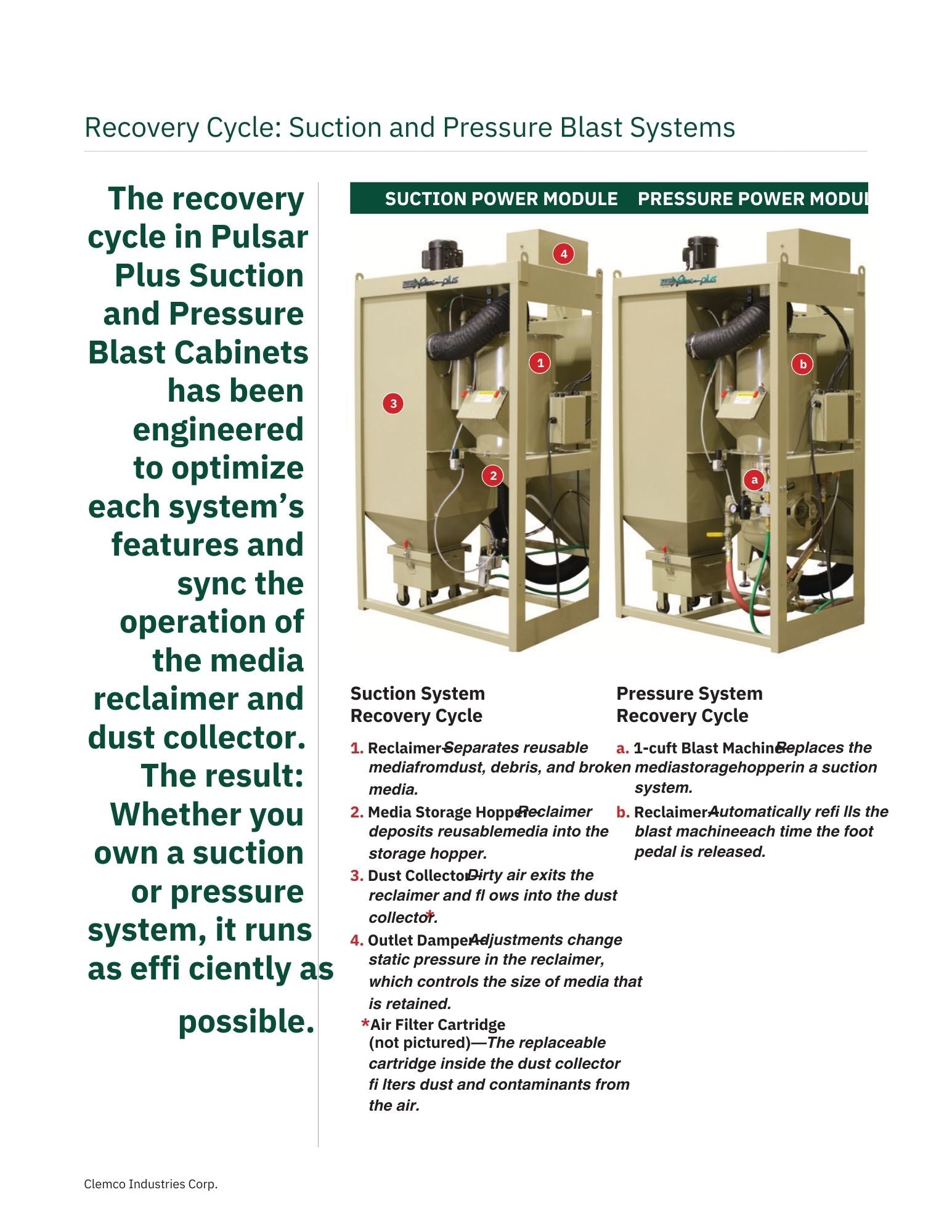 Clemco 29383 Pulsar Plus VI-S Blast Cabinet w/Reclaim & Dust Collector