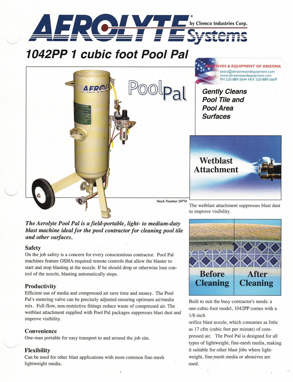 Clemco 24774 Pool Pal 1 cuft w/TLR50 & LMV Portable