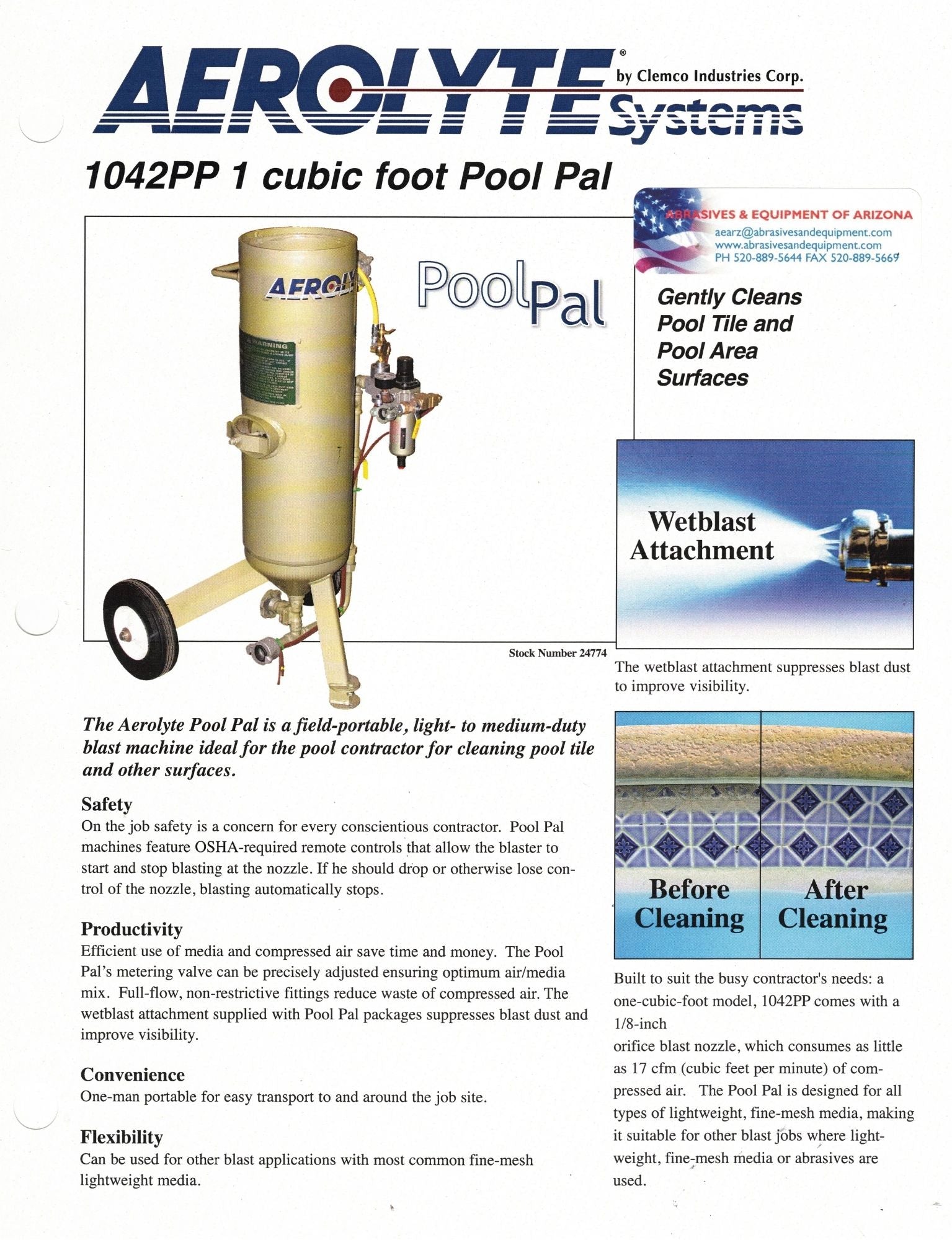 Clemco 24774 Pool Pal 1 cuft w/TLR50 & LMV Portable