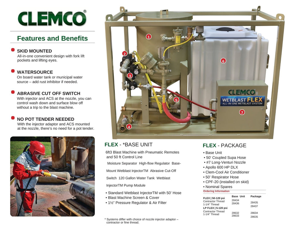 Clemco 28436 Wetblast FLEX™ 6 cuft, 1-1/4" Thread Skid