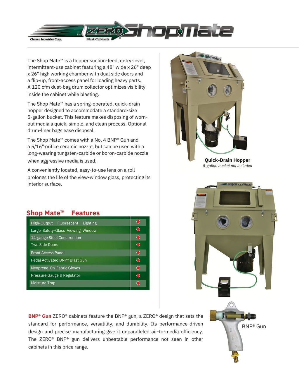 Clemco 28691 Shop-Mate Blast Cabinet w/Dust Collector