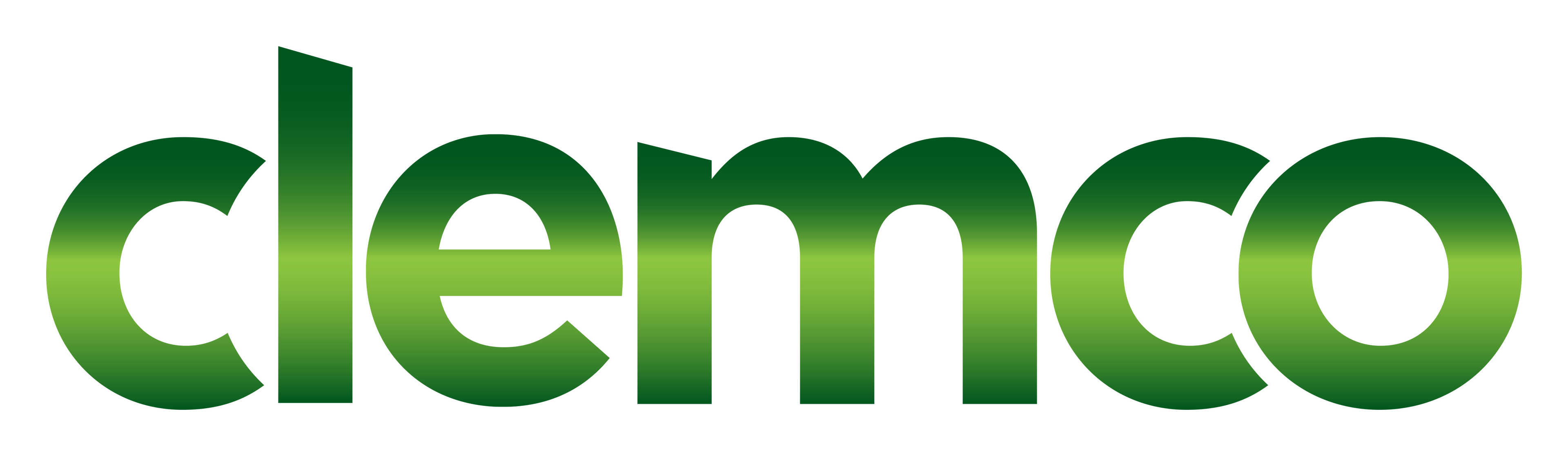 Green 'clemco' logo on a white background