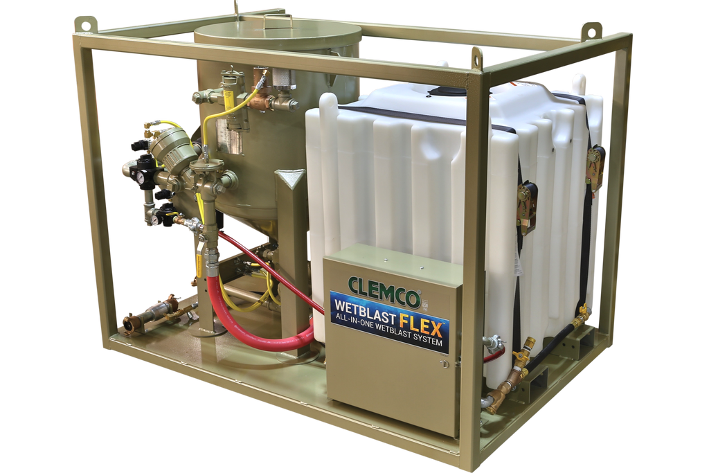 Clemco WetBlast Flex industrial cleaning system on a white background